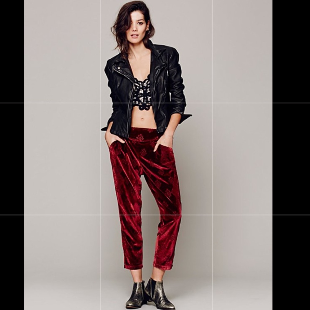 Free People Burnout Velvet Pants Ankle Medium 95L